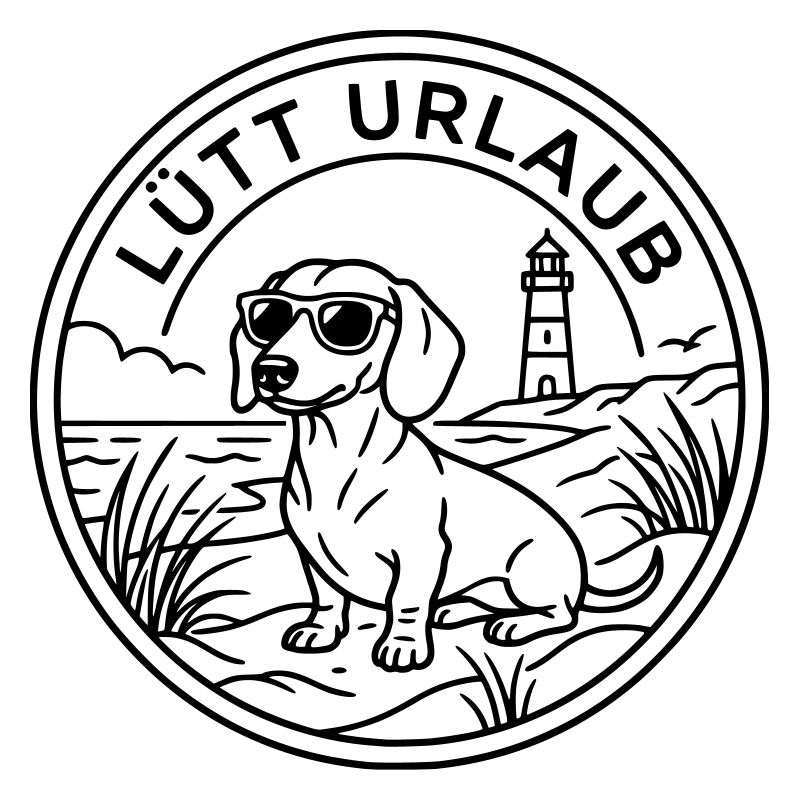 Dackel am Strand Lütt Urlaub