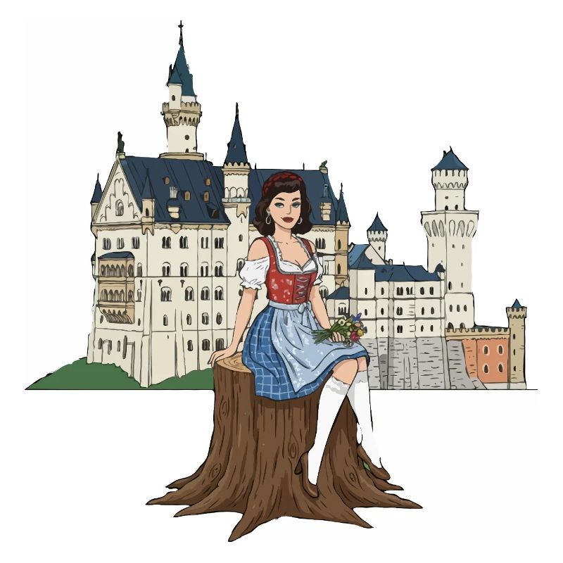 Bavarian pin-up for Neuschwanstein
