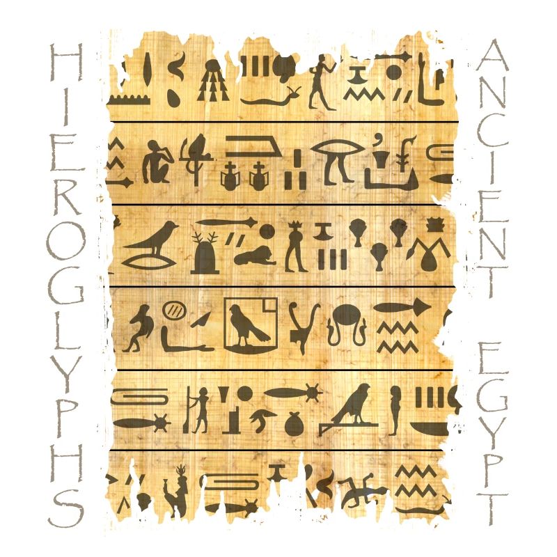 Torn papyri with hieroglyphics