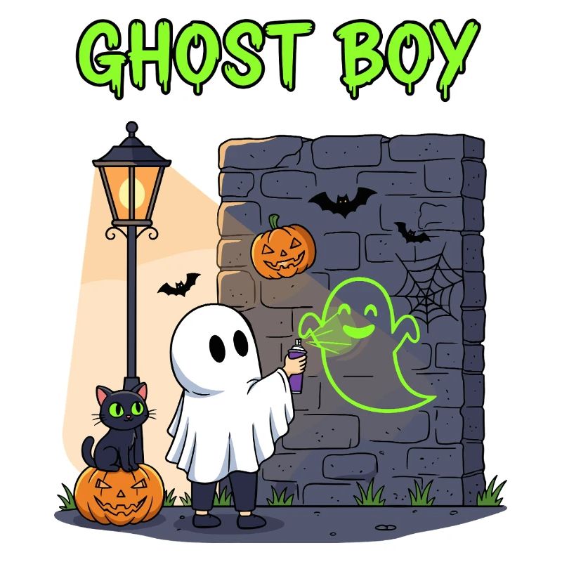 Ghost Boy Halloween Graffiti