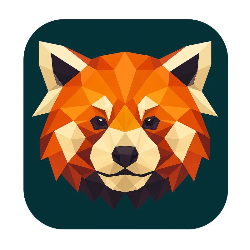 Roter Panda Kopf Low Poly