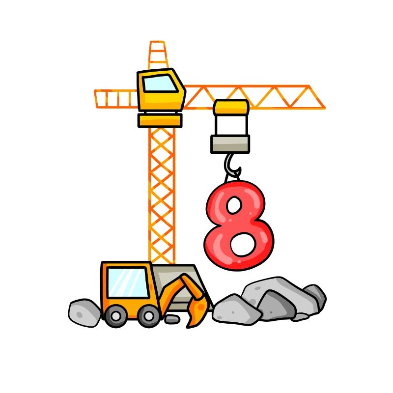 8th birthday 8 years crane construction site boy