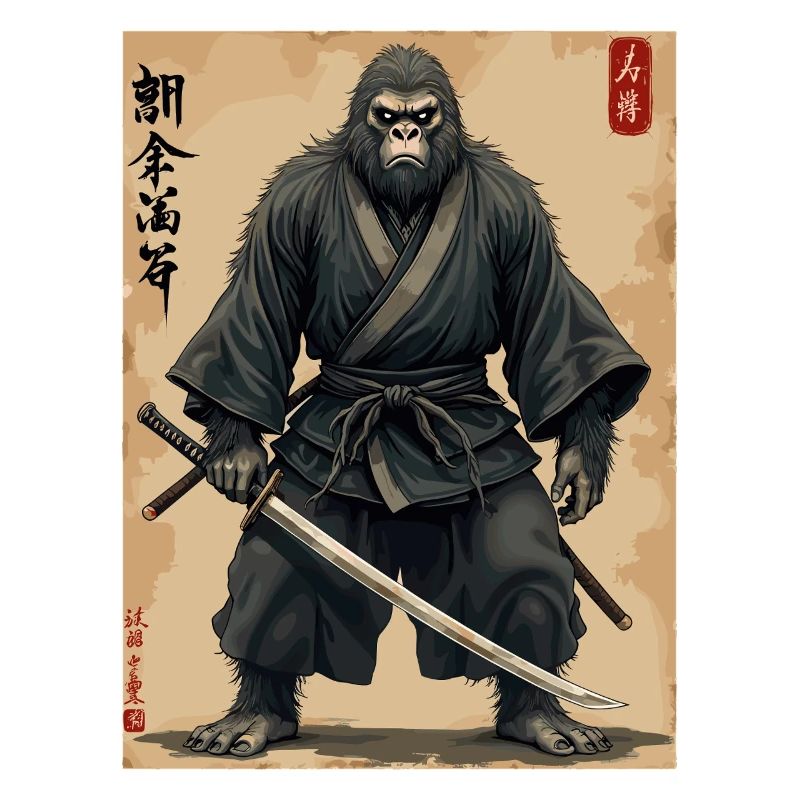Gorilla Samurai mit Katana