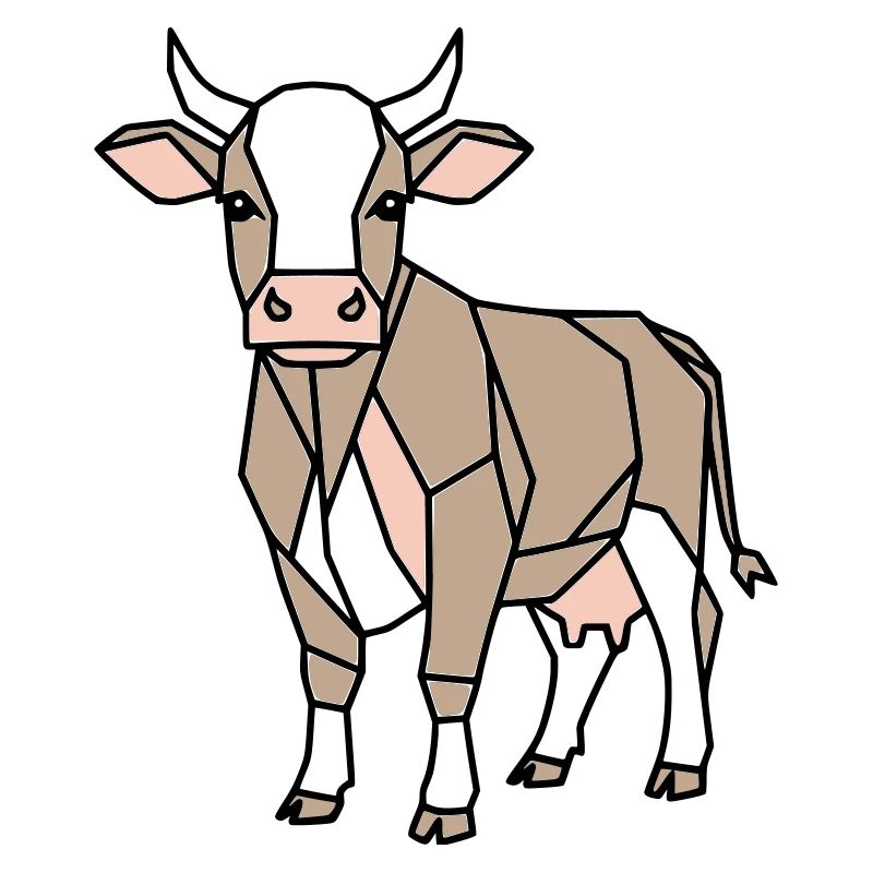 Vache géométrique Low Poly Modern