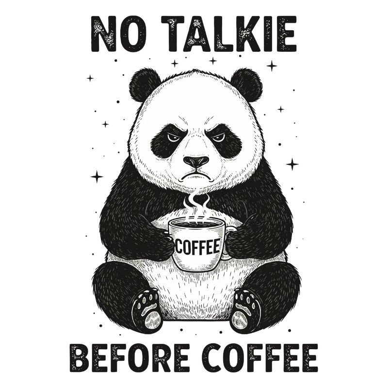 Pas de conversation devant un panda amateur de café