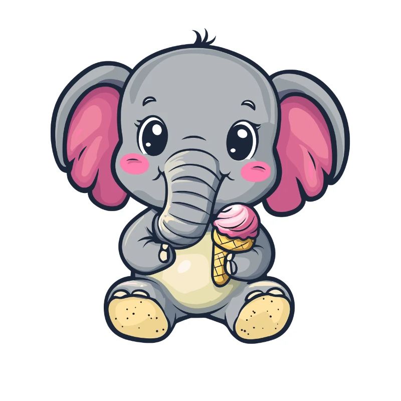 Kleiner Elefant genießt Eis