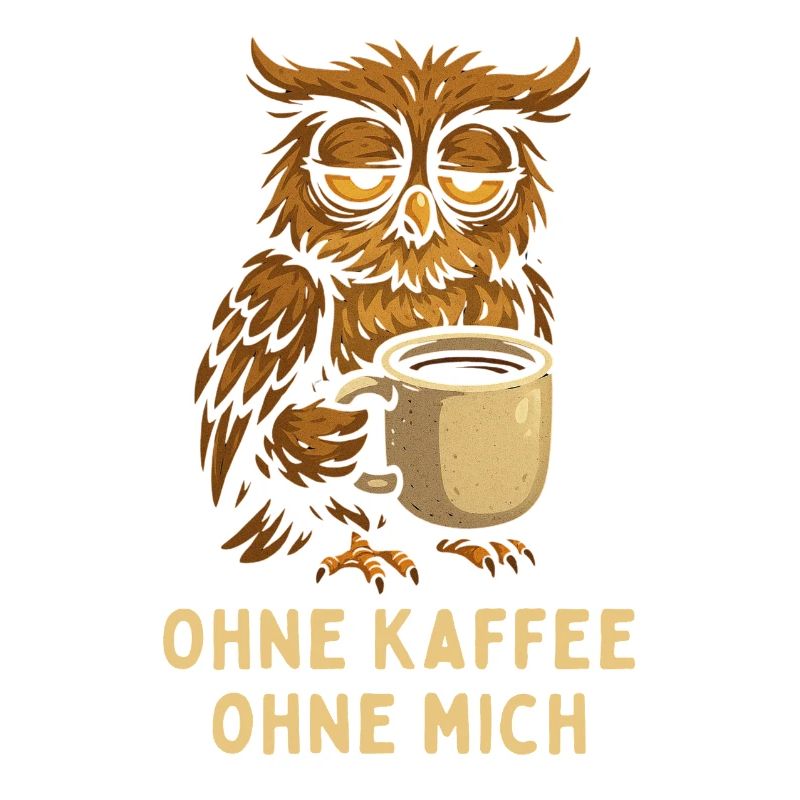 Nickernde Eule mit Kaffee