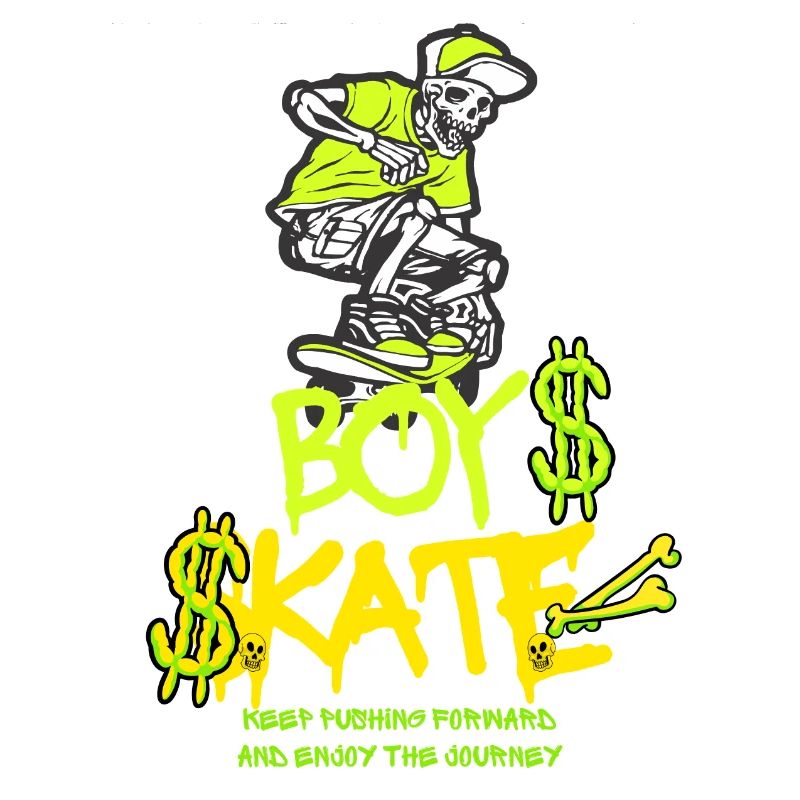 garçon planche à roulettes crâne conception graphique