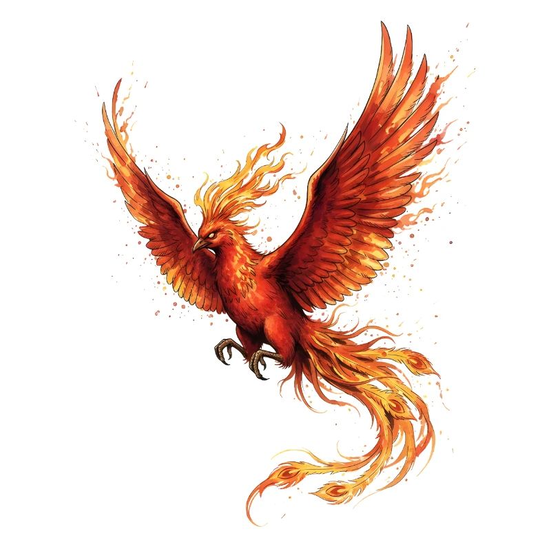 Oiseau de feu Phénix avec ailes de feu