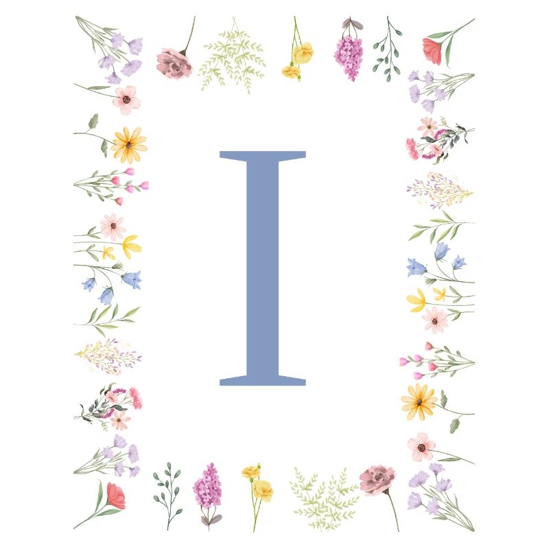 Florale Initial "I" Blumenmonogramm