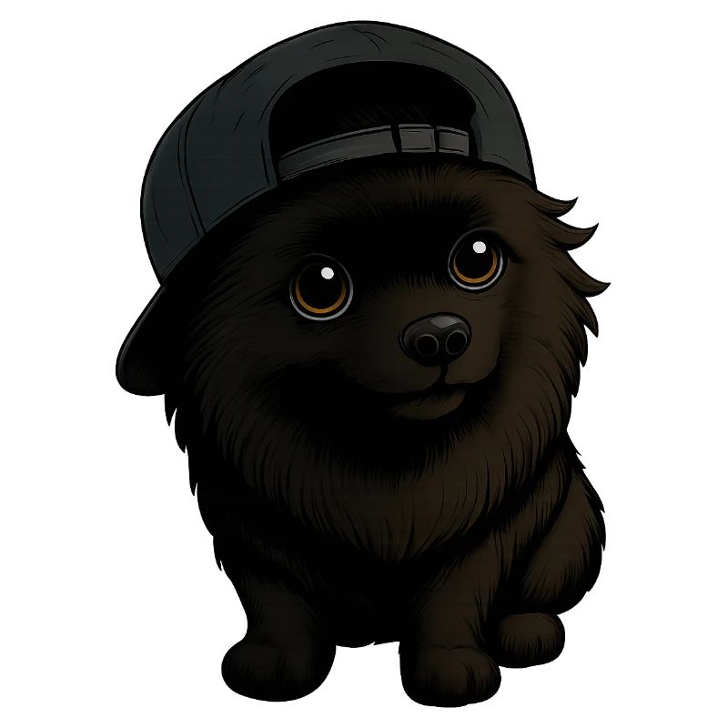 Funny Spitz Dog with Cap and Expression