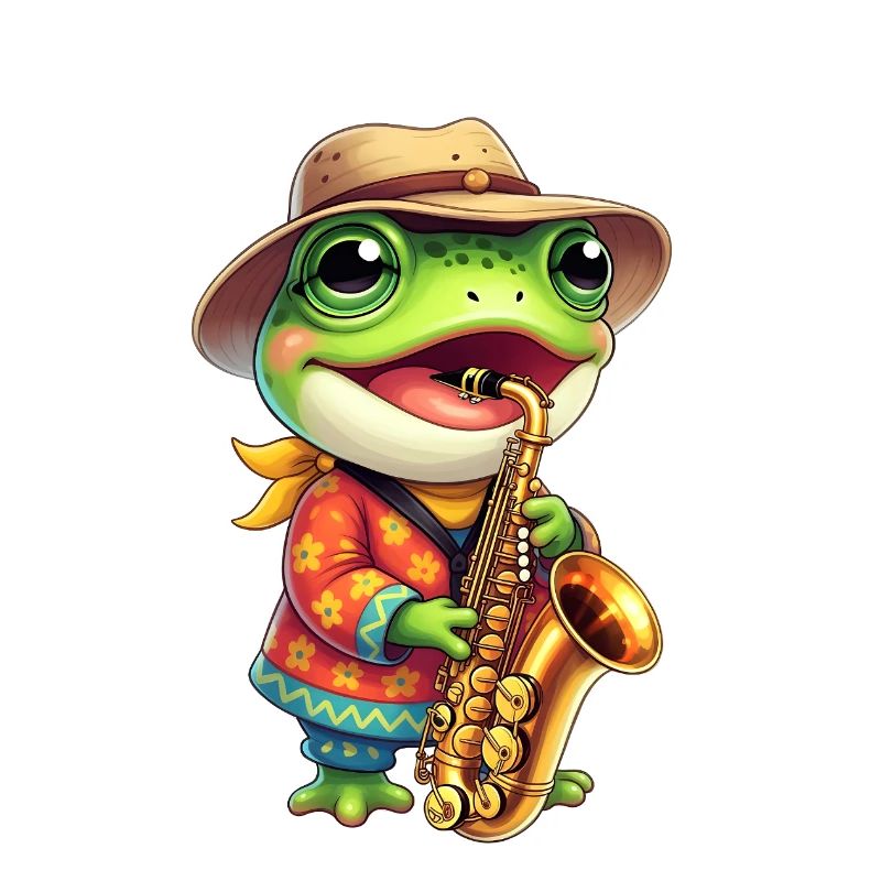 Aesthetic Frog Playing Saxophone