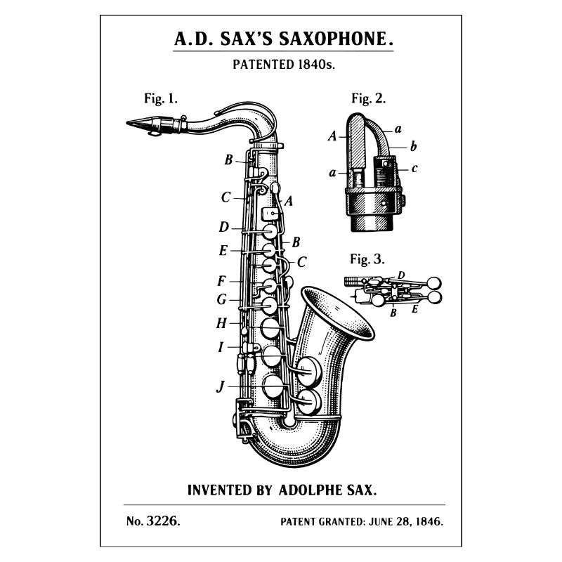 Conception du brevet du plan d’instrument de saxophone