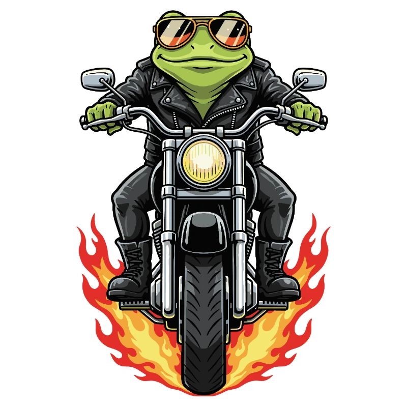 Cool Biker Frog Motorcycle Flames
