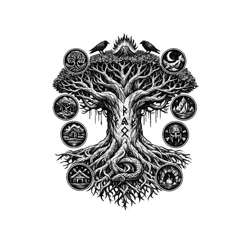 Yggdrasil-Lebensbaum-Wikinger-Design