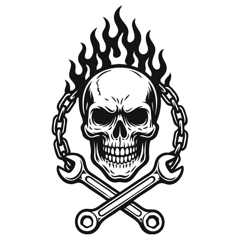 Conception de crâne et de clé à molette