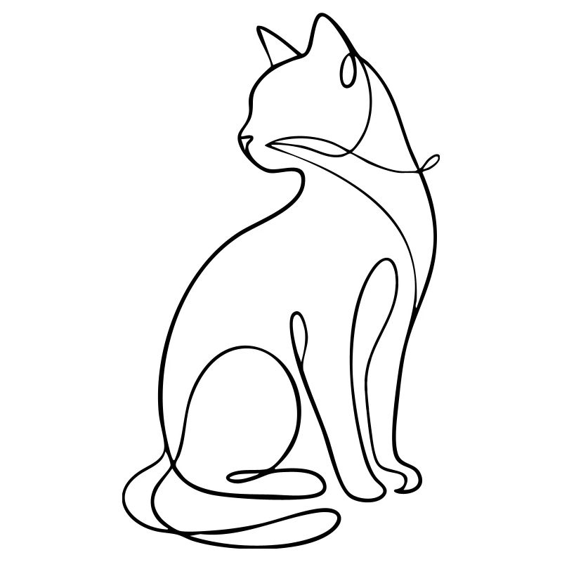 Silhouette du chat assis à une ligne