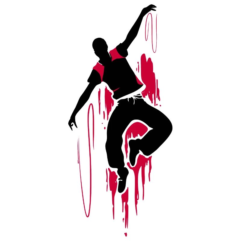 Breakdancer Dancer Silhouette en Rouge Noir
