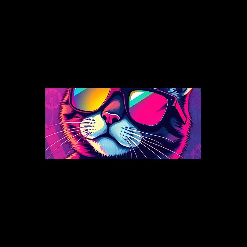 Vaporwave Cat Rose Bleu Synthwave Futuriste