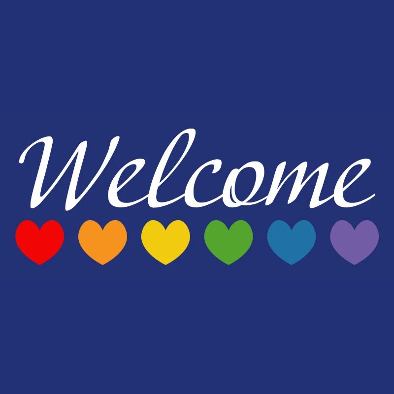 Regenbogenherzchen Welcome weiss