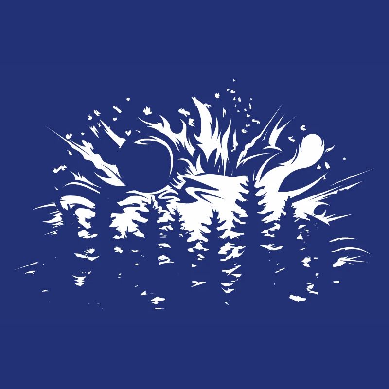 Forest Moon Explosion Tree Nature Illustration Logo