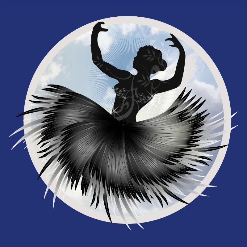 Ballet dancer dancing in the clouds with plumage