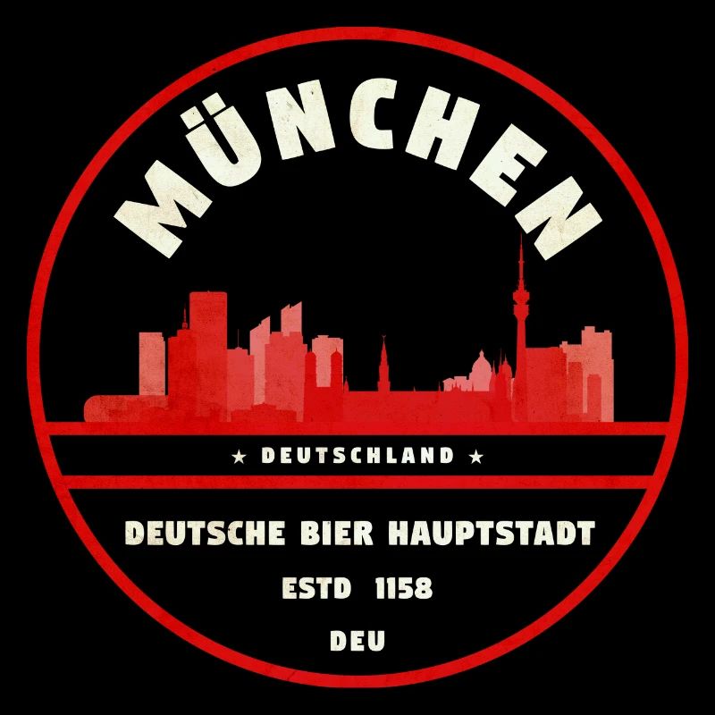 Munich Skyline Stamp Red Badge
