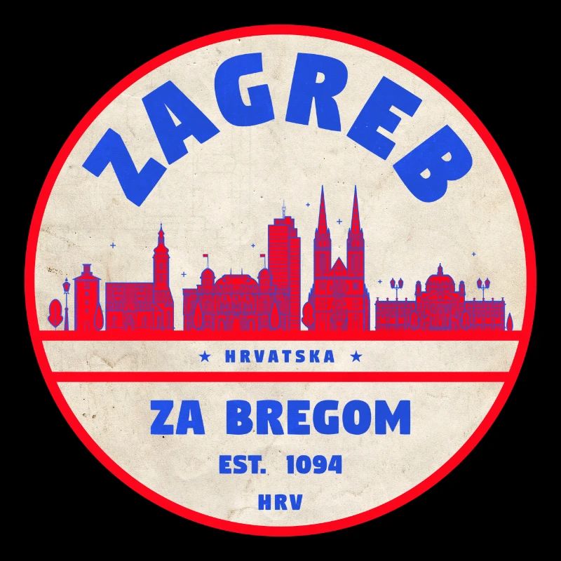 Zagreb Rundlogo Skyline Retro