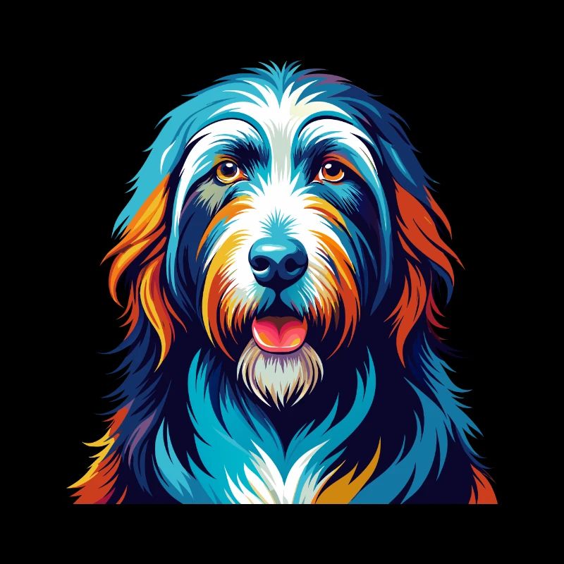 Bearded Collie Hunderasse Bunte Karikatur Kawaii