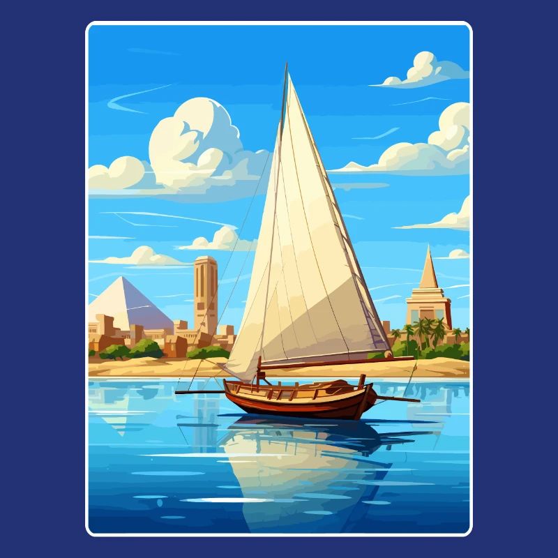 Le Caire, Égypte, Grandes Pyramides De Gizeh, Affiche De Voyage