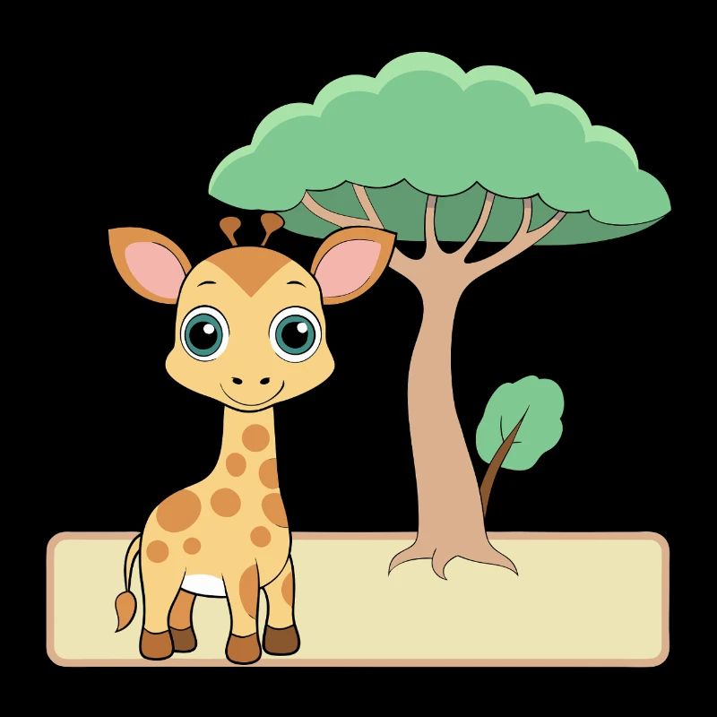 Bébé girafe mignonne près d’un arbre (v02)