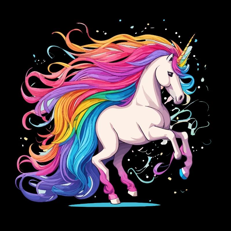 Regenbogen-Einhorn mit leuchtendem Haarschweif