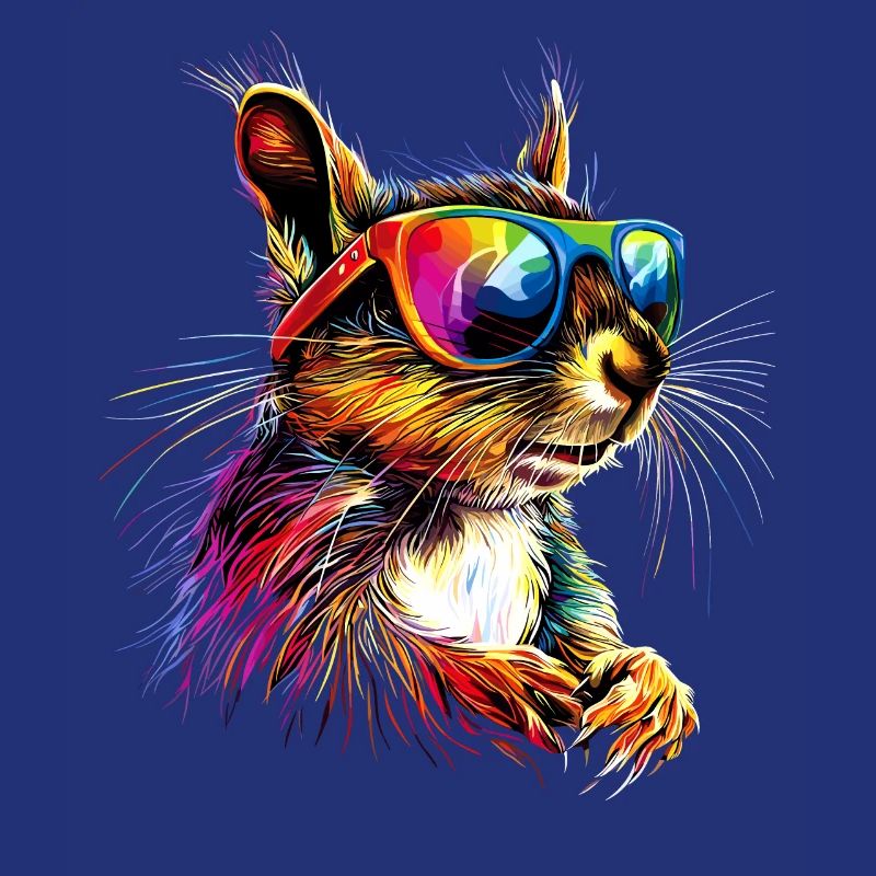 Eichhörnchen Kopfhörer Bunt Popart DJ Eichhörnchen