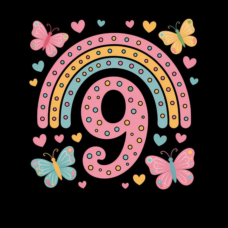 Regenbogen Schmetterling 9. Geburtstag Mädchen