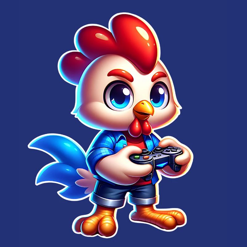 Gaming Huhn mit Controller