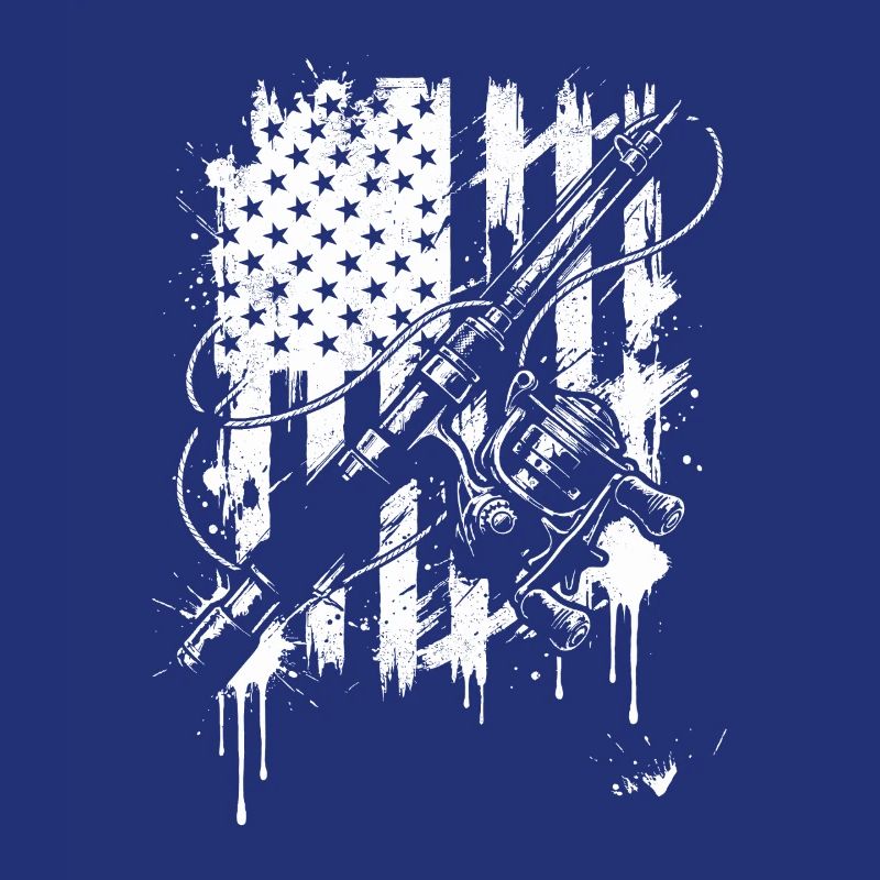 Canne à pêche grunge et graphique de drapeau