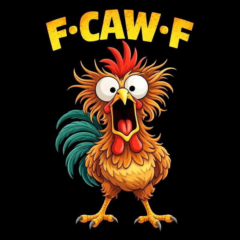 F-Caw-F Graphique drôle de mème de coq de poulet