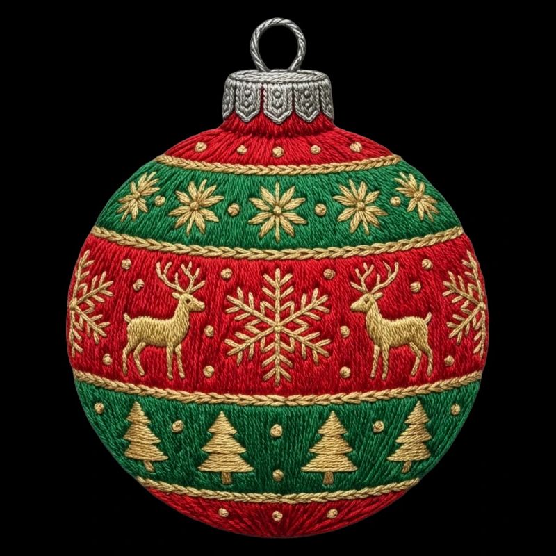 Gestickte Weihnachtskugel – Ornament (gedruckt) minimal