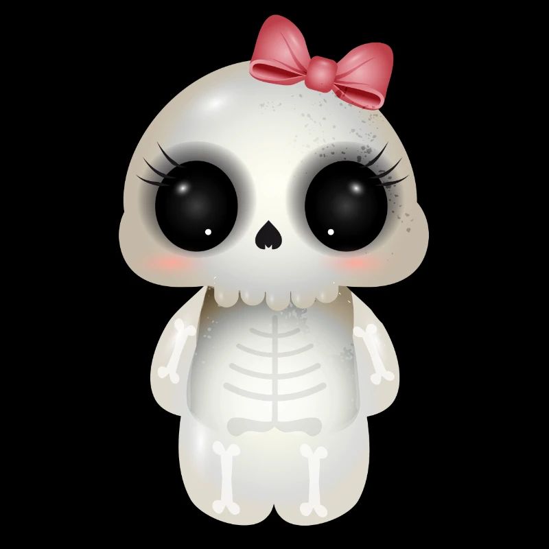 Crâne mignon avec nœud rose