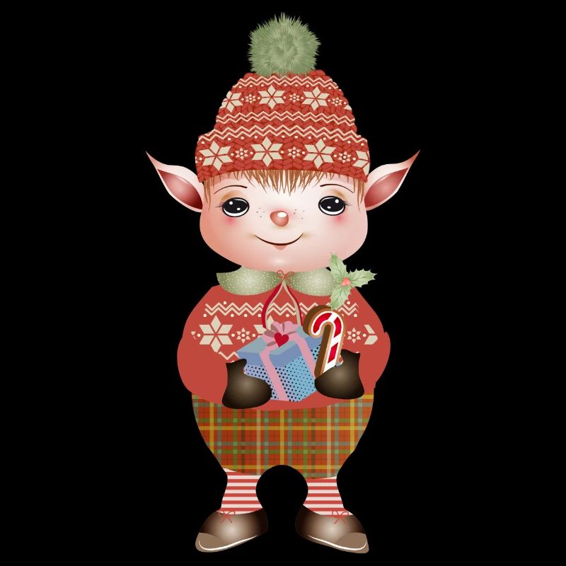 Adorable Cute Christmas Elf with Gift