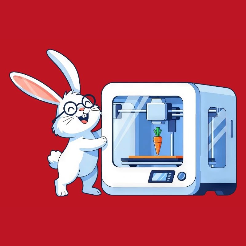 Funny Rabbit Nerd Programmer 3D Printer
