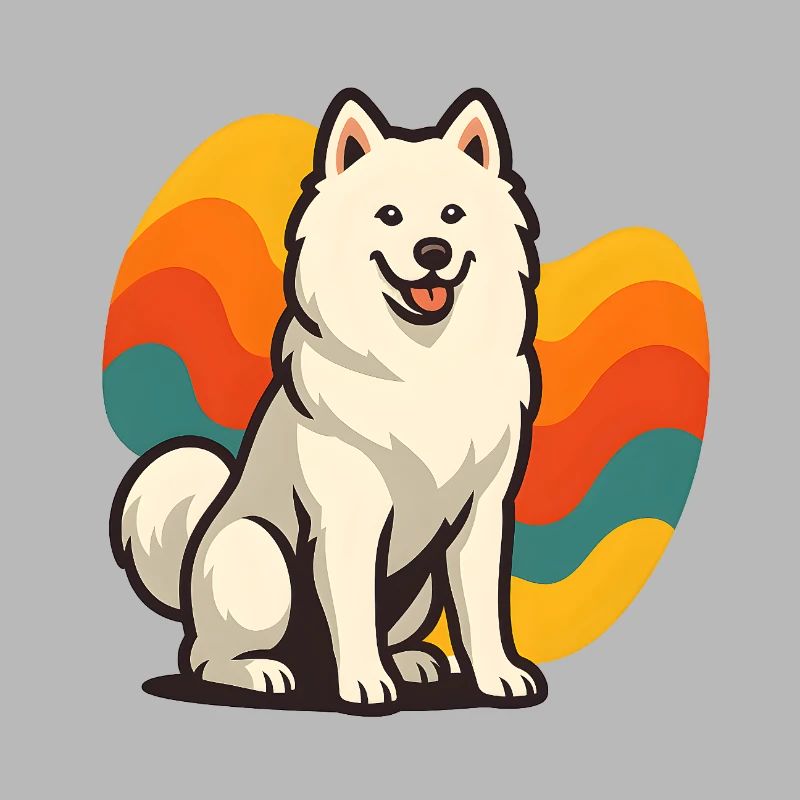 Chien Samoyède Prisme Retro Wave