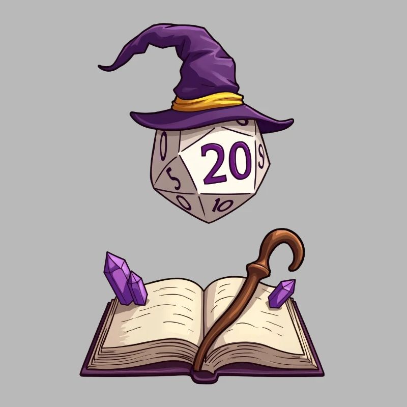 Floating D20 with Magic Hat – Fantasy Dice