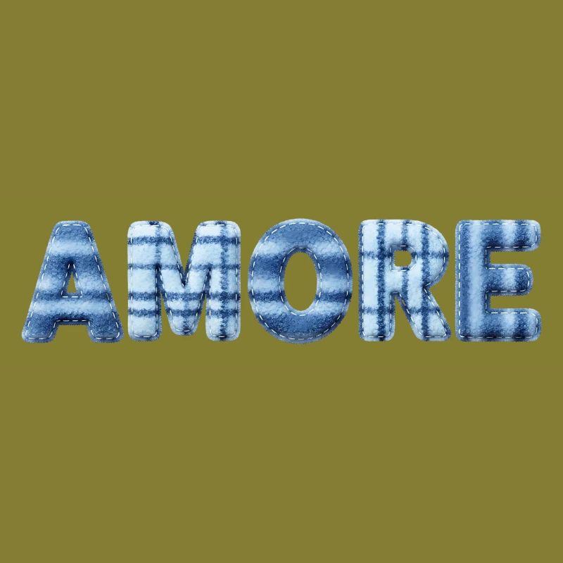 Tendance en patchwork de lettrage bleu glace Amore