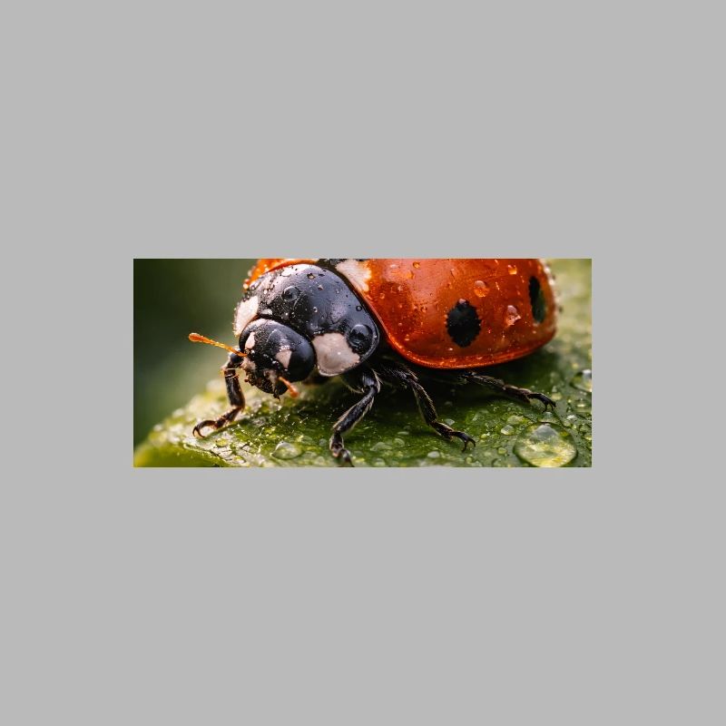 Rote Marienkäfer auf Tautropfen