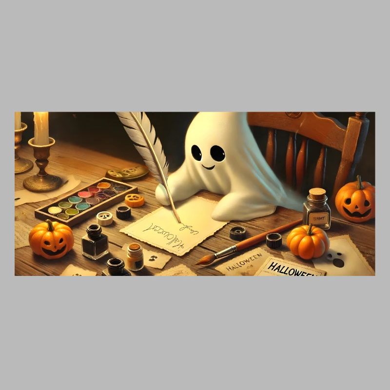 charming ghost writing halloween invitations