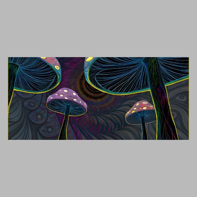 Psychedelic Mushroom Forest Scene