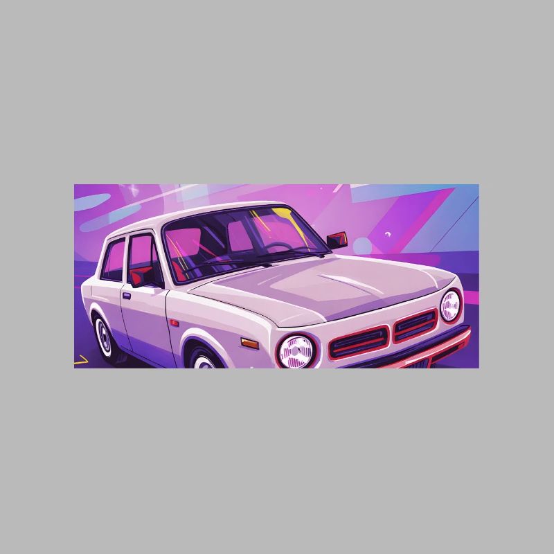 Synthwave Auto im Retro-Stil