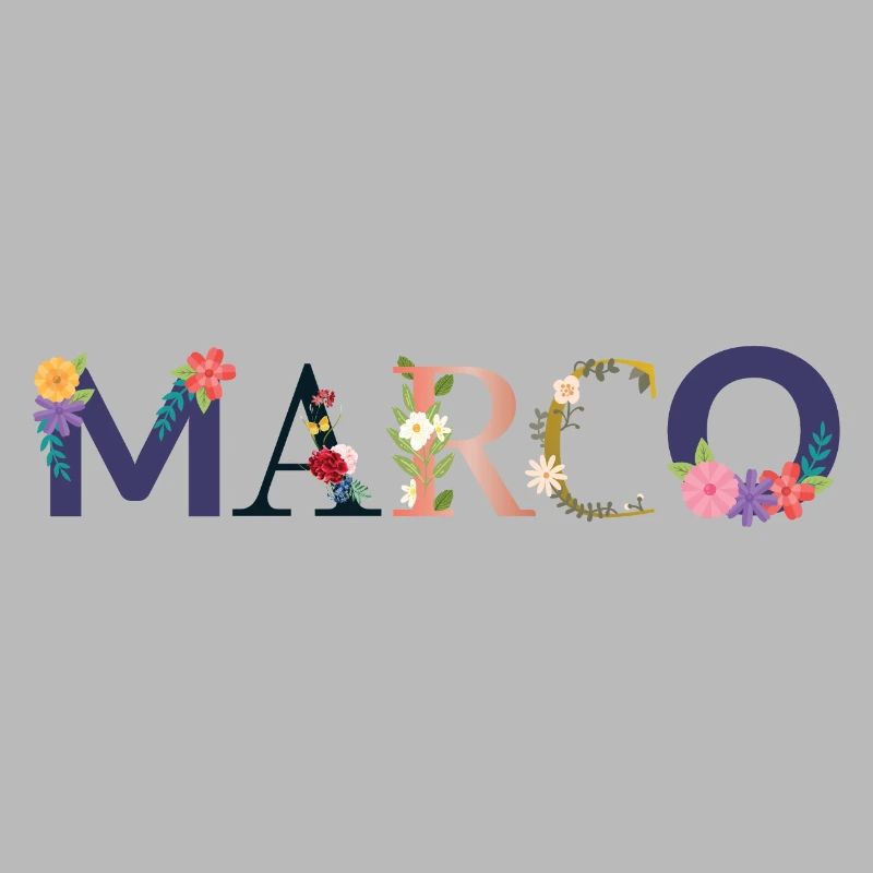 Le nom MARCO décoré de fleurs