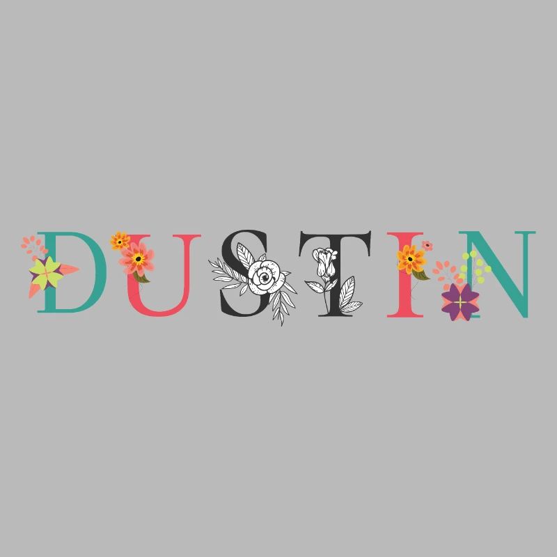 DUSTIN Nom Art avec fleurs brodées